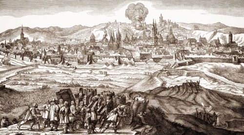 The siege of Prague by the Swedish military, the Thirty Years' War