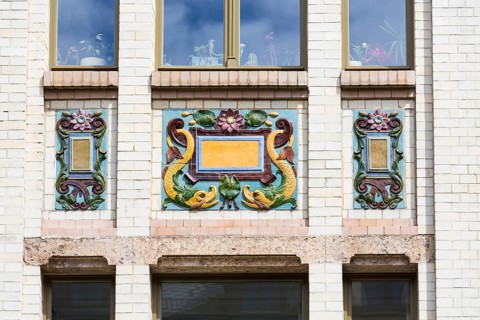 Majolica houses by architect Reinhold Siebert, richly decorated town houses in early Art Nouveau,