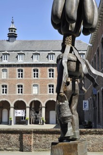 Statue of the Gilles from Binche and Museum of Carnival and Mask, Musée du Carnaval et du masque at