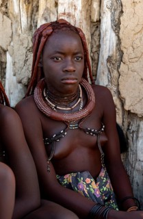 Young traditional Himba woman, near Opuwo, Kaokoveld, Kunene, Namibia