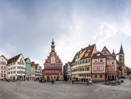 City view of Esslingen am Neckar. Old Town Hall in the Old Town with Town Hall Square,
