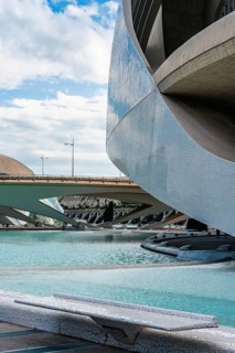 Architecture and buildings over City of Arts and Sciences in Valencia, Spain