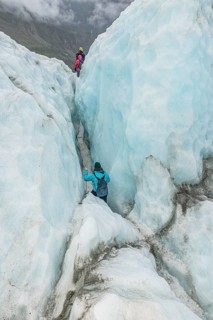Mountaineers on glacier, Fox Glacier, Westland National Park, South Island, New Zealand
