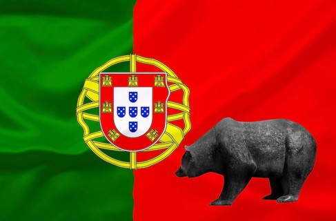Stock market, stocks, share prices in Portugal, bear market, falling prices, flag, national flag,
