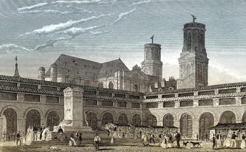 Marché Saint-Germain, Paris, antique steel engraved print, 1831