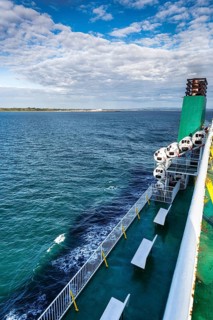 Ferry between Ireland and Wales, view of the sea and coastline, Rosslare Harbour, Wexford, Ireland