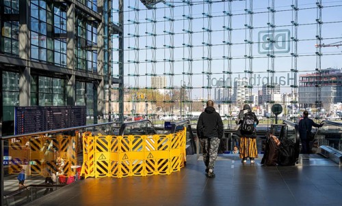 Central Station, yellow barriers on escalators at Berlin Central Station, which have been defective