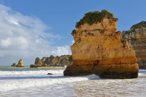 Rocky coast, Praia Dona Ana, Lagos, Algarve, Portugal
