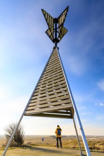 View from the Postbake, historic sounding beacon in the dune landscape of Norderney, Lower Saxony,
