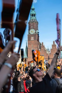 WROCLAW, POLAND - MAY 1, 2025: World Guitar Record concert, 8122 participants played Jimi Hendrix's
