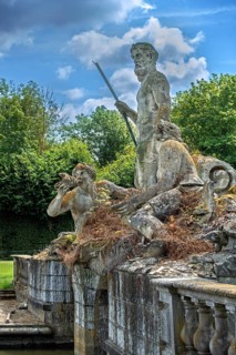 Neptunus sculpture group showing Neptune, Eole and Aquillon in the garden at Château de Bel?il,