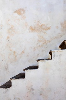 White staircase by a house wall, Kissamos, West Crete, Crete, Greece