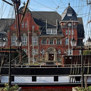 Brigg Friederike von Papenburg on the main canal in front of the town hall, Papenburg, Germany's