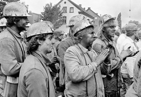 Recklinghausen, DEU - 28.06.1991 - Miners from the General Blumenthal colliery demonstrate against