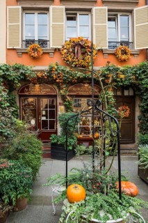 Shop decorated in autumn, Strasbourg, Alsace, France