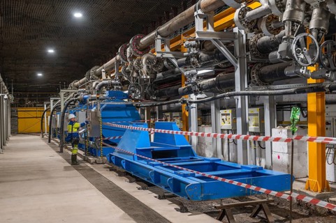 Polkowice, POLAND - FEBRUARY 23, 2024: A set of pumps and a mine drainage installation