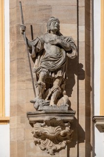 Sculpture of St Florian at the castle church, 1746 to 1748, Ellingen Residence, Ellingen, Middle