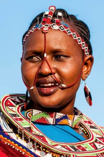 Maasai participants in the International Carnival Seychelles, Victoria, Mahe, Republic of