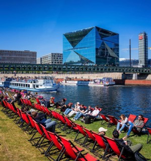 Architecture and landscape on the banks of the Spree in Berlin Mitte, Germany