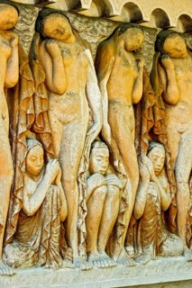 Relief group, sculpture Sleep, by Bernhard Hoetger in the plane tree grove, Art Nouveau, UNESCO