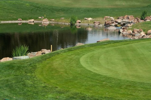 Scenic Golf Course Fairway and Green with Pond