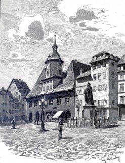 City Hall of Jena around 1880, Thuringia, Germany, illustration, reproduction from a model from the