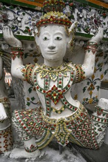Figure decorated with ceramic shards, detail, Wat Arun, Temple of Dawn, Bangkok, Thailand