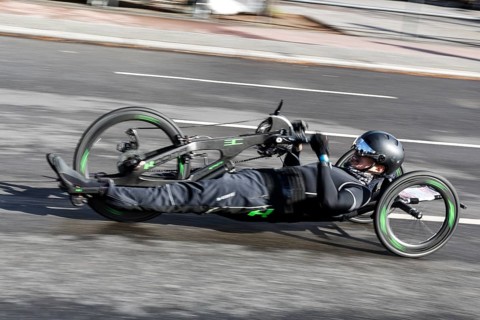 A handbiker gives everything during the Generali Berlin Half Marathon, 29.03.2026, Berlin, Berlin,