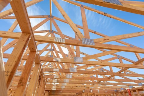 Wood Home Framing Abstract At Construction Site