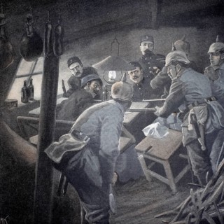 1st World War, Surprise in the Argonne Forest, a French advanced post is dug out in its shelter by