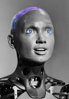 Humanoid communication robot that can simulate human emotions using AI, exhibition, history of the