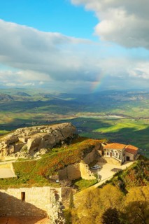 Rocca di Cerere and surrounding valley, elevated view, Enna, Siclly, Italy