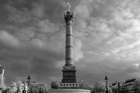July Column on the Place de la Bastille, black and white, Paris France