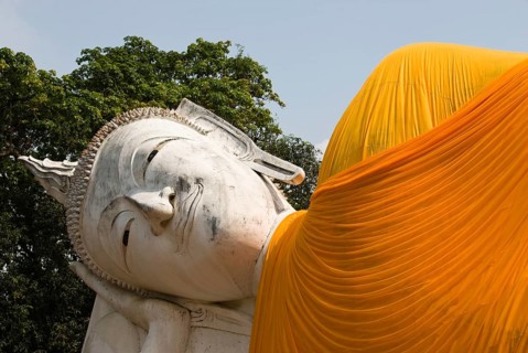 Reclining Buddha at Wat Khun Inthapramun temple near the city of Ang Thong, Thailand, Asia,