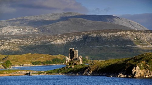 Europe, Scotland, Great Britain, England, landscape, Ardvreck Castle, Loch Assynt