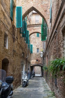 Typical backyard in the historic centre of Siena, Tuscany, Italy
