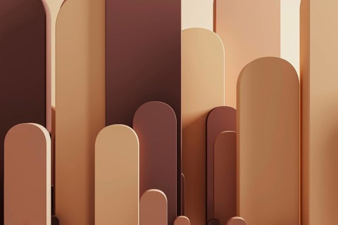 Abstract background features soft geometric shapes in warm tones, creating a serene atmosphere for