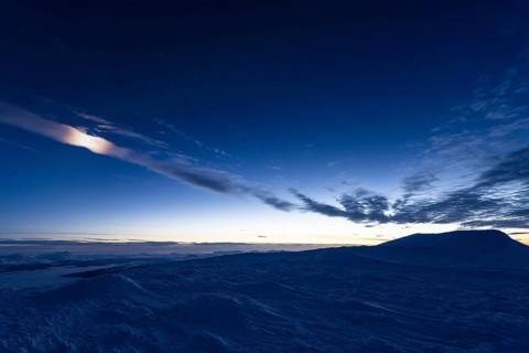Twilight, blue hour, Stora Sjöfallet National Park, Laponia World Heritage Site, Norrbotten,