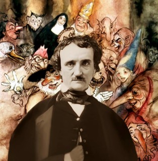 Portrait of Edgar Allan Poe, The Masque of the Red Death, illustration from Poe's Tales of Mystery