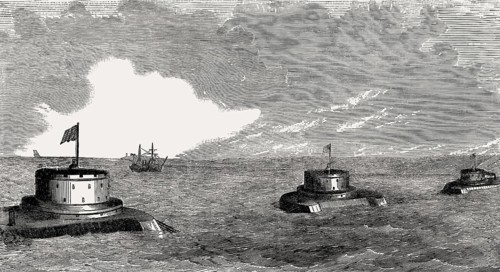 US Coastal defence, water batteries in the water, 19th century