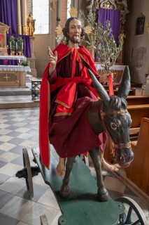 Palmesel decorated for the Palmesel procession, tradition since the 18th century, Parish Church of