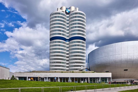 BMW museum, car museum, BMW corporate headquarters, high-rise building, modern architecture,