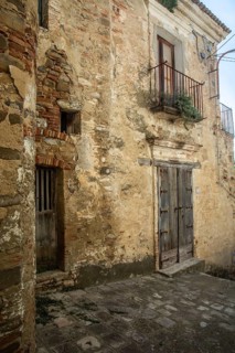 Old house front in Aliano, the very poor village in southern Italy that the writer Carlo Levi