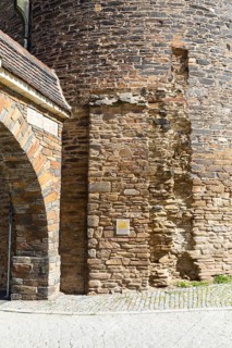 Demolition edges of the old city wall at the Donatsturm next to the Donatstor, Freiberg, Saxony,