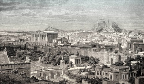 Panorama of Athens, ancient Greece