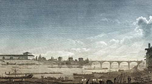 Pont d'Austerlitz, Paris, antique steel engraved print, 1831