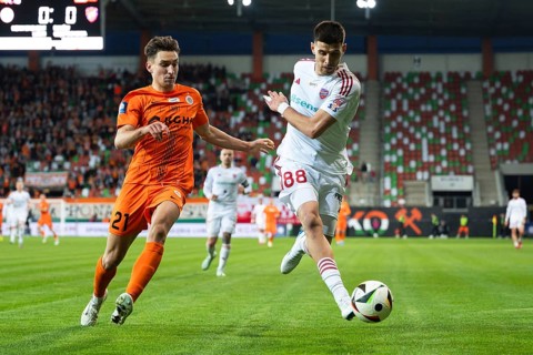LUBIN, POLAND - MARCH 31, 2025: Football match between KGHM Zaglebie Lubin vs Rakow Czestochowa.