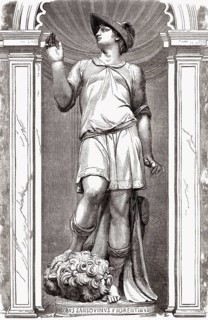 Statue der Göttin Merkur, von Jacopo Sansovino auf der Loggetta Piazza San Marco, Venedig, Italien
