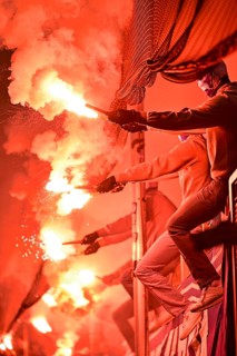 Masked Ultras, TSG 1899 Hoffenheim, Bengalos, pyrotechnics, pyro, fireworks, PreZero Arena,