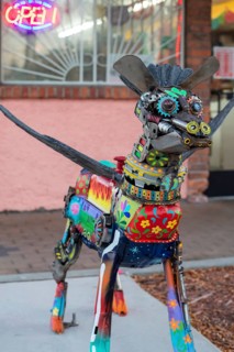 Detroit, Michigan - Alebrijes, or Mexican sculptures of mythical creatures, are on display in
